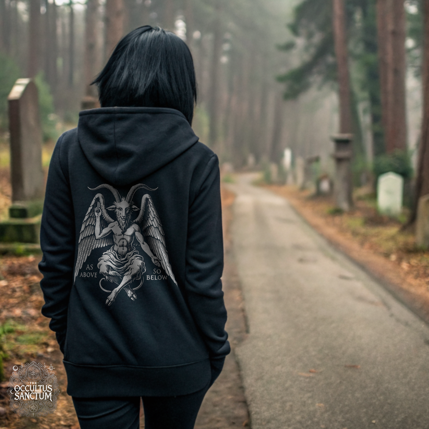 Baphomet, Unisex Black Pullover Hoodie