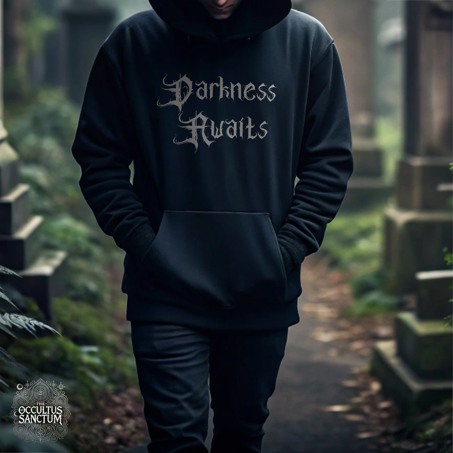 Darkness Awaits, Unisex Black Pullover Hoodie
