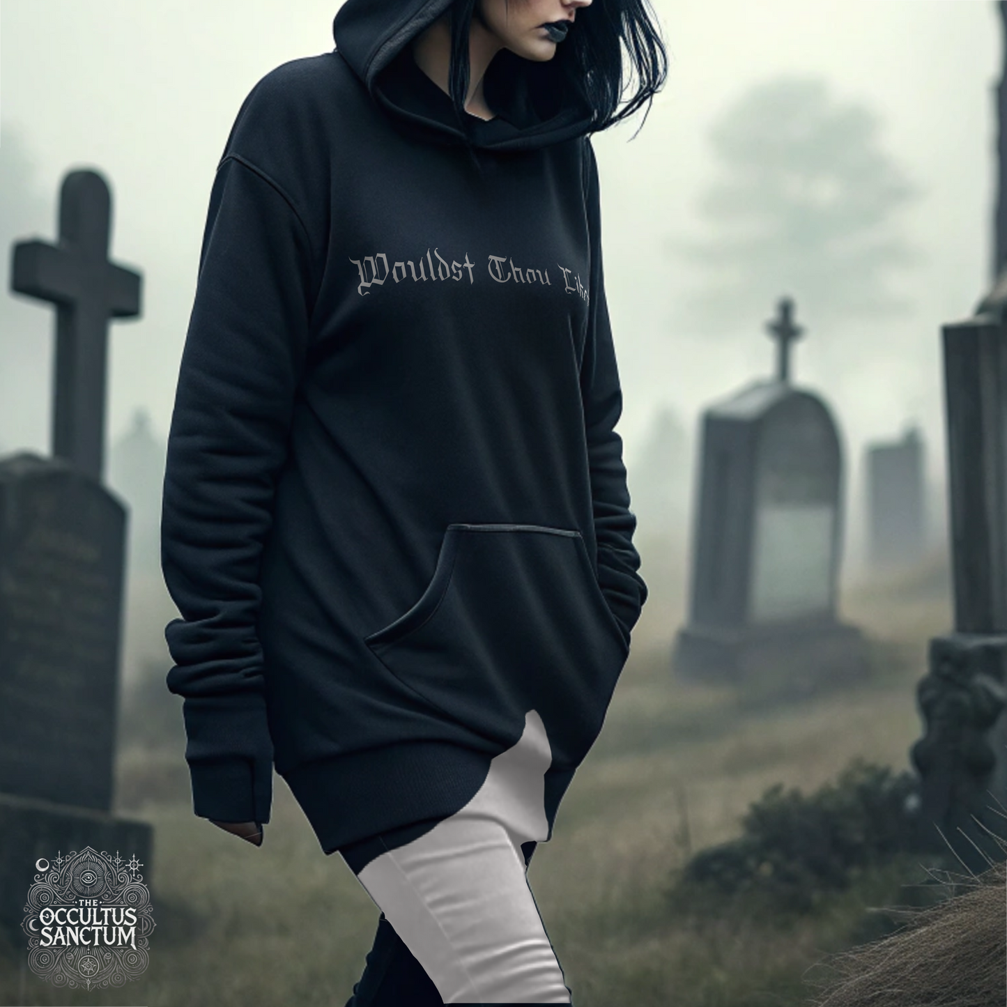 Black Phillip, Live Deliciously, Unisex Black Pullover Hoodie
