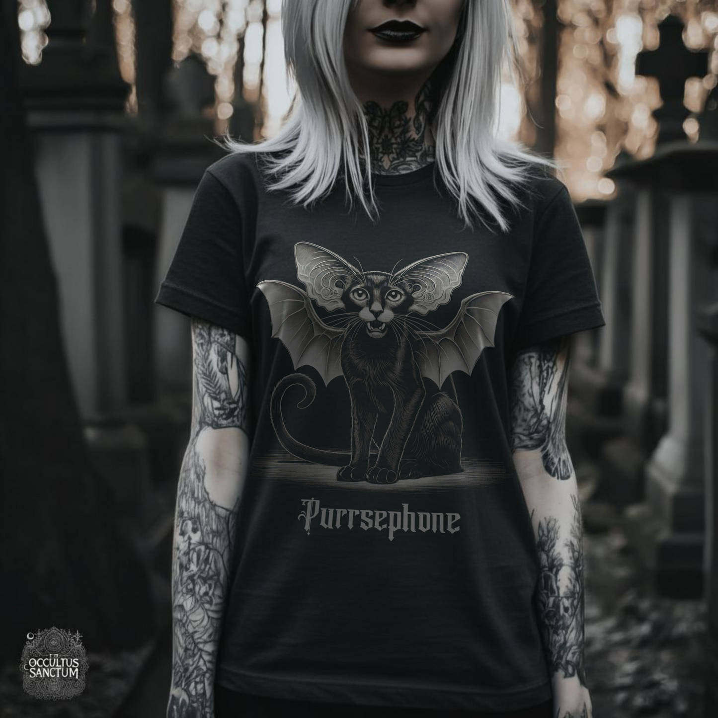 Purrsephone Cat Black Unisex T-Shirt