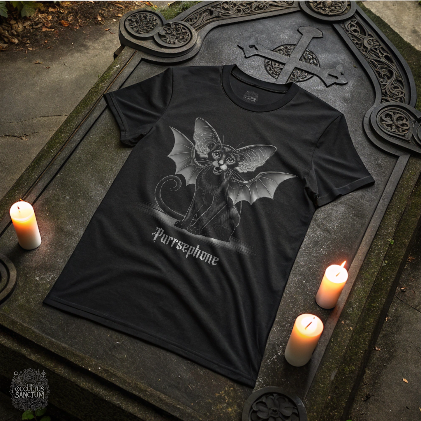 Purrsephone Cat Black Unisex T-Shirt