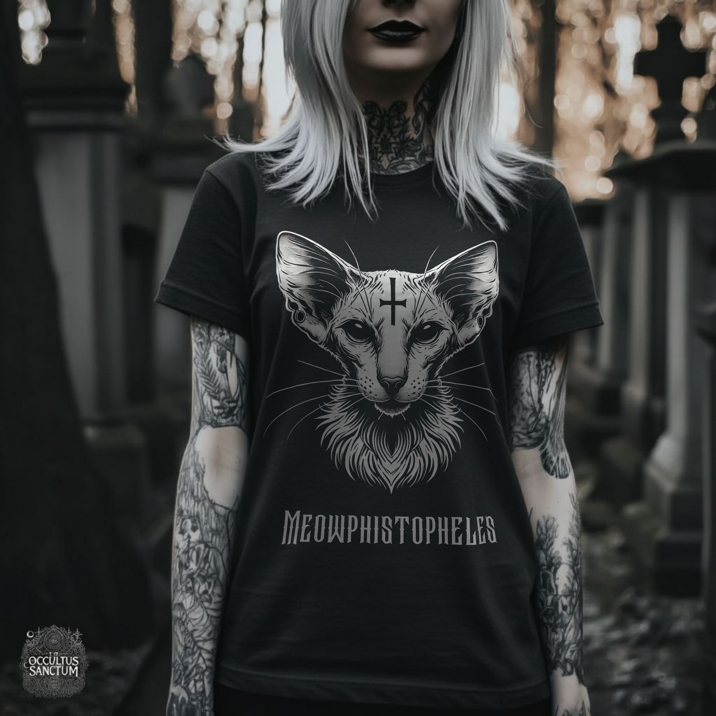 Meowphistopheles Black Gothic Cat Unisex T-Shirt