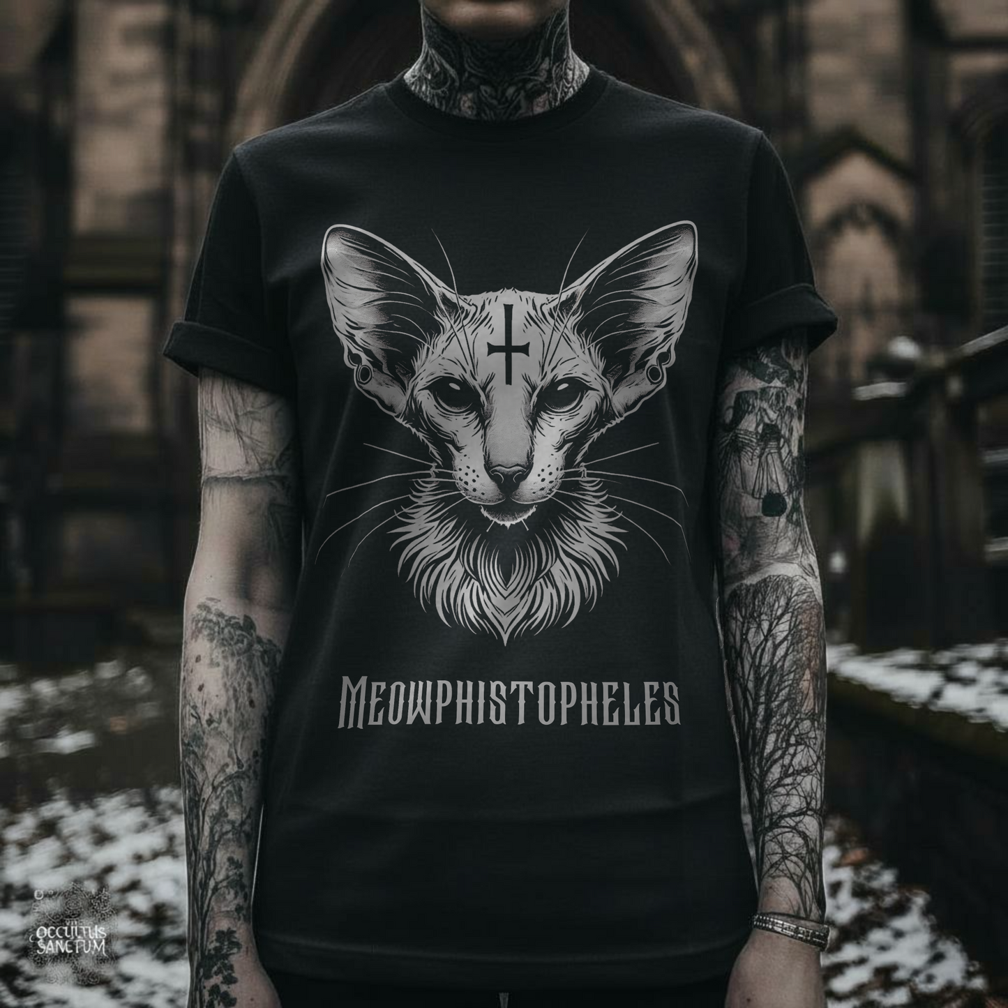 Meowphistopheles Black Gothic Cat Unisex T-Shirt