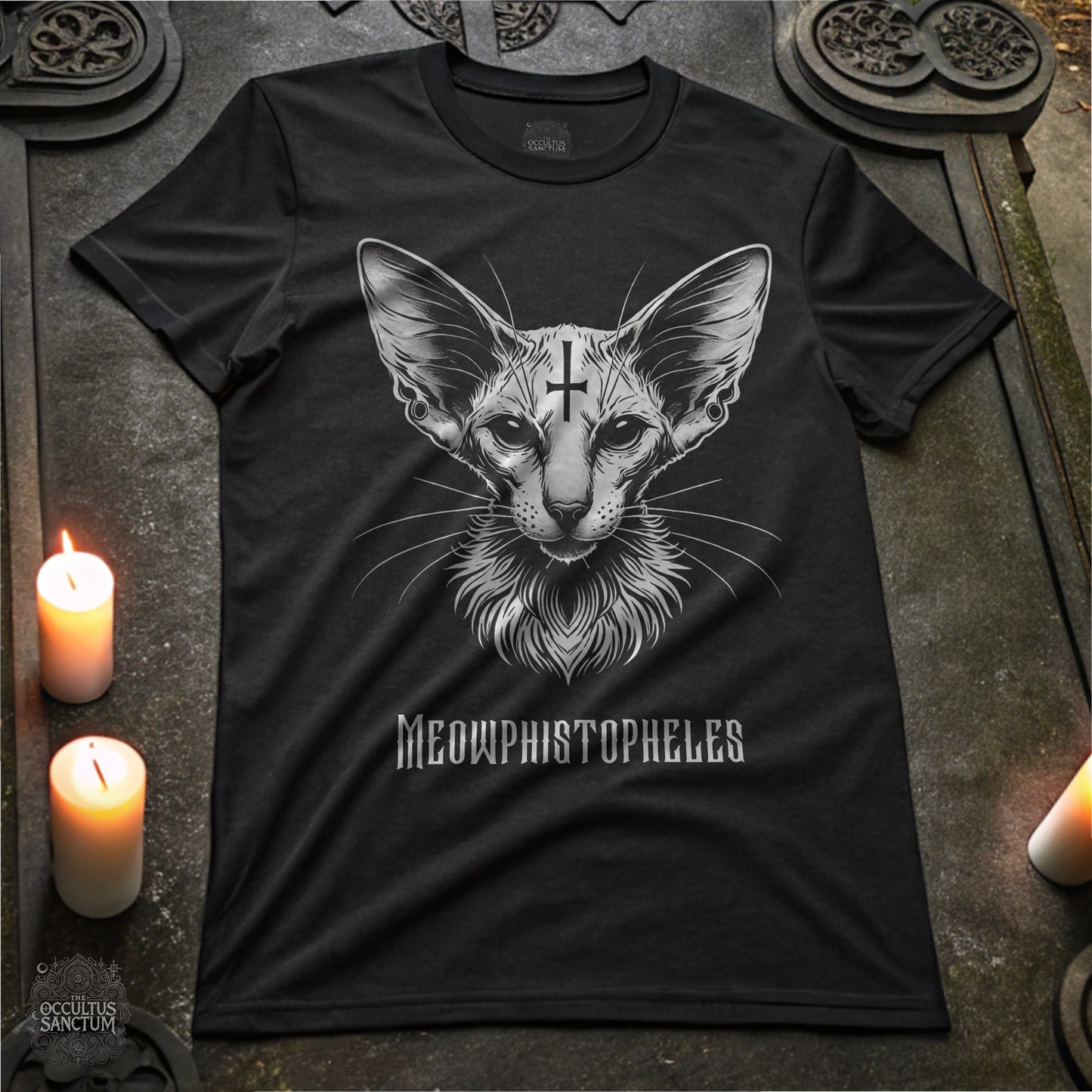 Meowphistopheles Black Gothic Cat Unisex T-Shirt