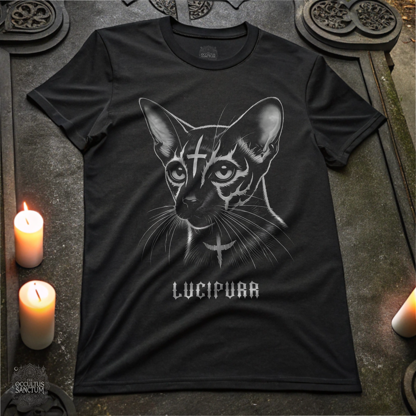 Lucipurr Black Gothic Cat Unisex T-Shirt