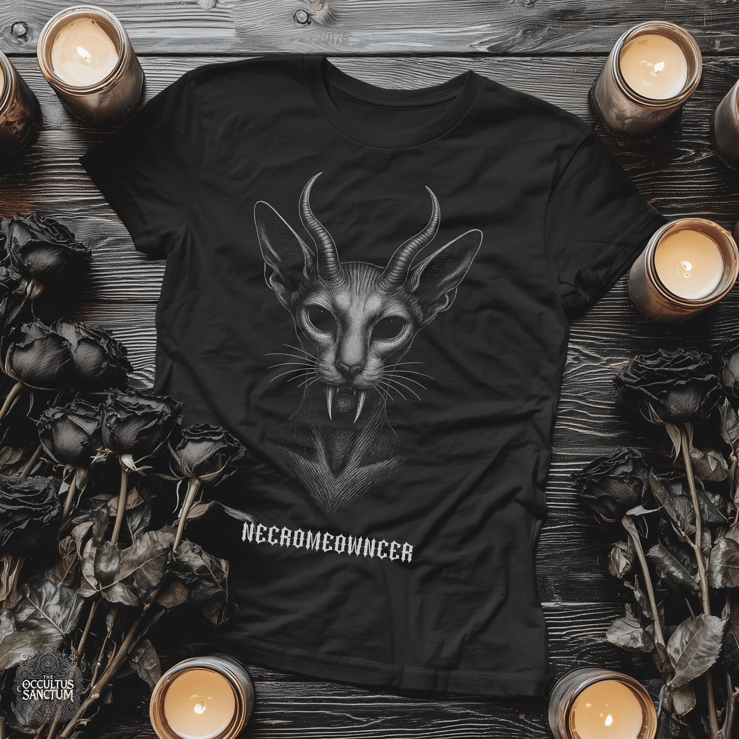 Necromeowncer Black Gothic Cat Unisex T-Shirt