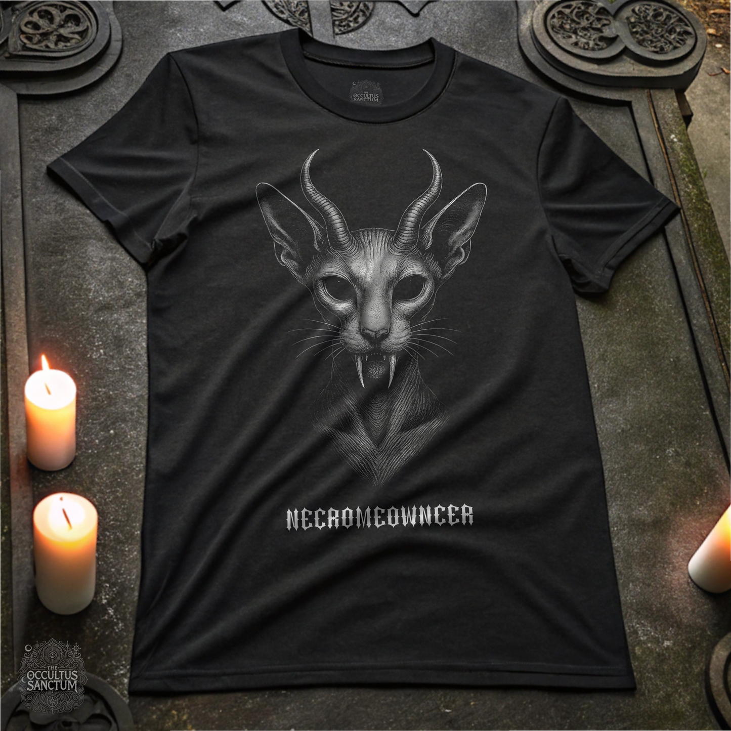 Necromeowncer Black Gothic Cat Unisex T-Shirt