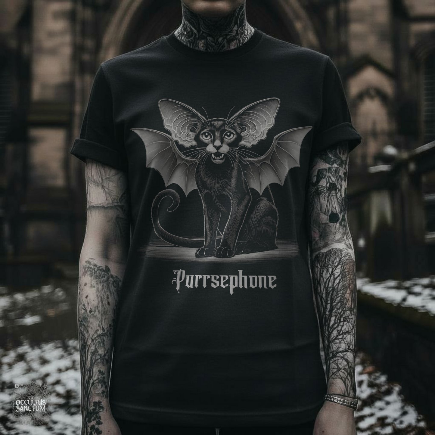 Purrsephone Cat Black Unisex T-Shirt