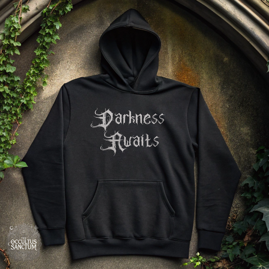 Darkness Awaits, Unisex Black Pullover Hoodie