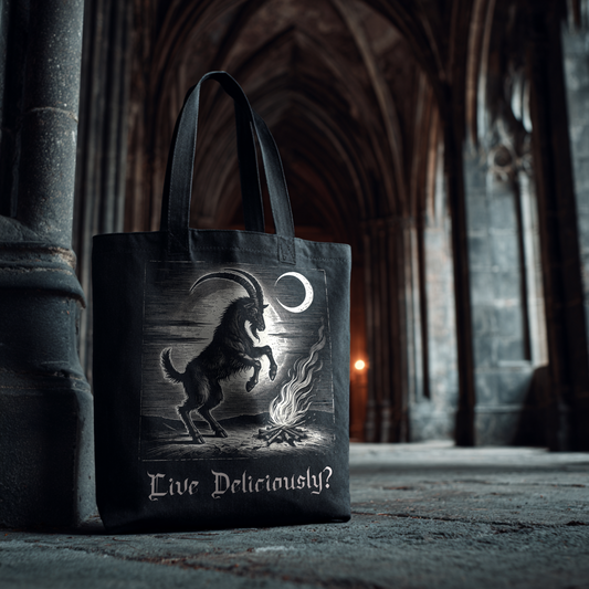 Live Deliciously, Black Phillip Tote Bag