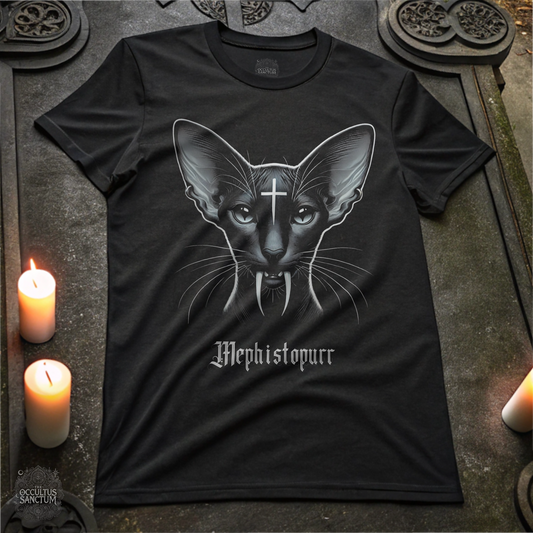 Mephistopurr Black Gothic Cat Unisex T-Shirt