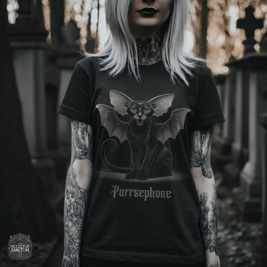Purrsephone Cat Black Unisex T-Shirt
