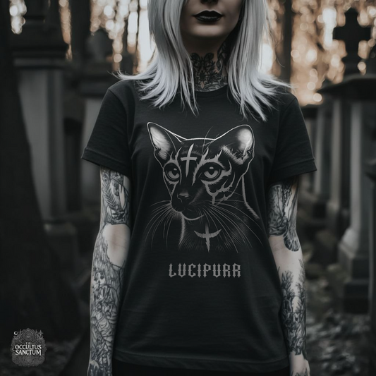 Lucipurr Black Gothic Cat Unisex T-Shirt
